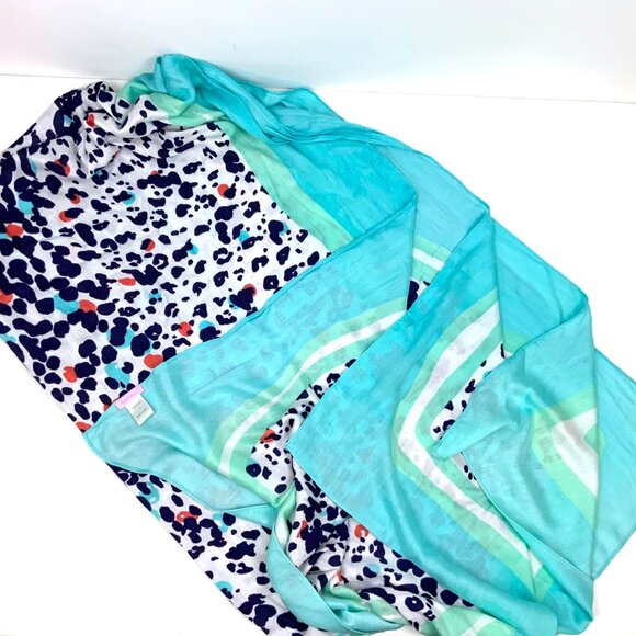 New Lilly Pulitzer Lillian Scarf Bright Navy Leopard Get Spotted Wrap Cover Up - Picture 11 of 16